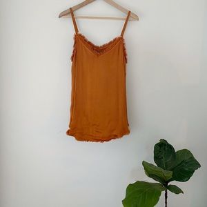 Frayed edge copper colored cami